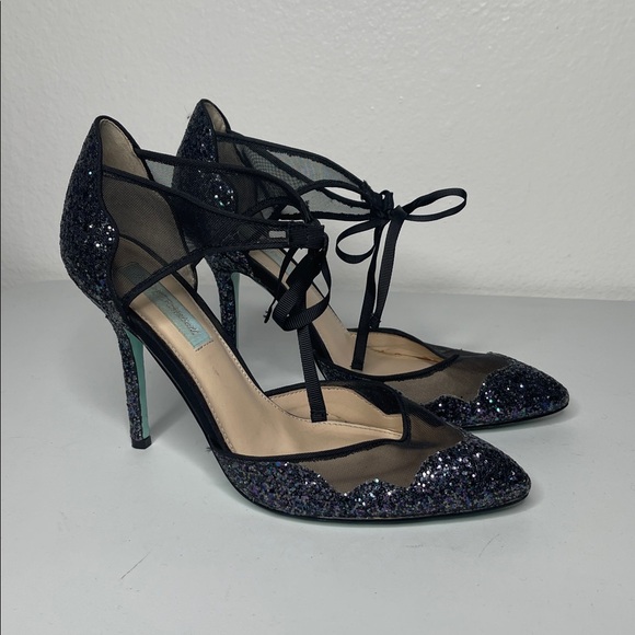 Betsey Johnson Shoes - Betsey Johnson Stela Black Glitter Stiletto High Heels Size 10